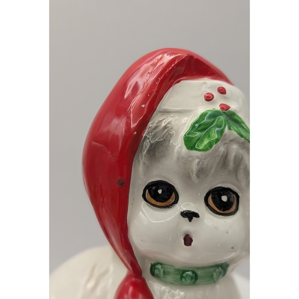 Vintage Christmas White Dogs Salt And Pepper Shakers X-488 Santa Hat. Japan - Picture 14 of 16